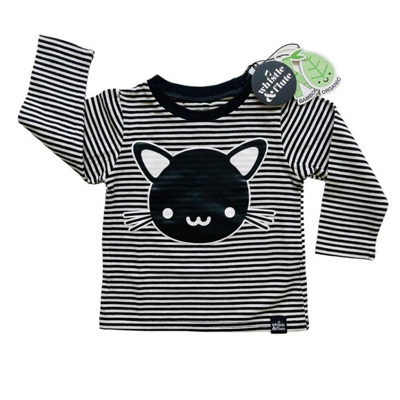 NEW Whistle & Flute Black Stripe Kawaii Panda Unisex Tee Shirt Size 12-18 months - Picture 1 of 5